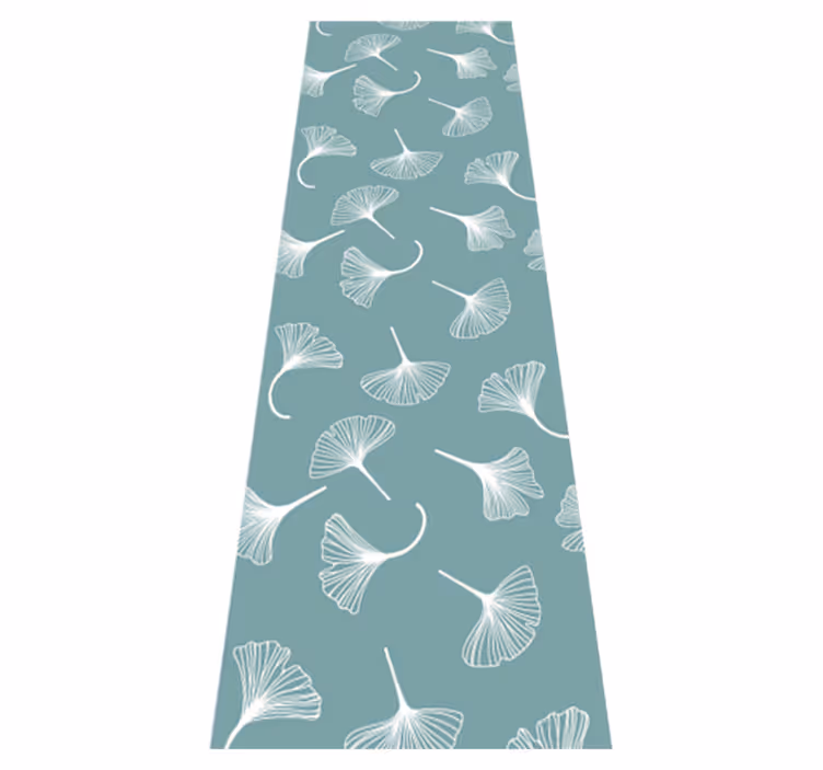 Tappeto vinile nordico motivo foglie di ginkgo azzurre - TenStickers