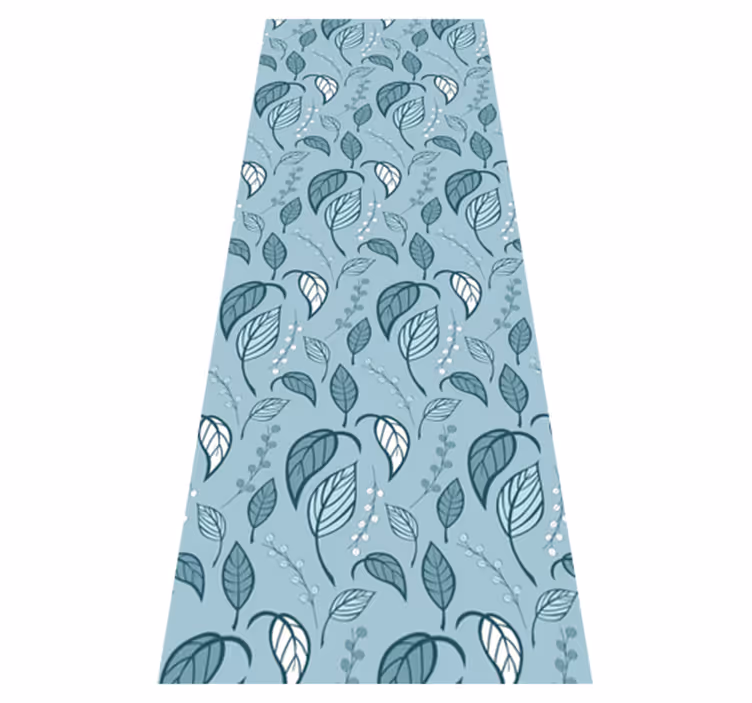 Tappeto vinile nordico motivo foglia blu design - TenStickers