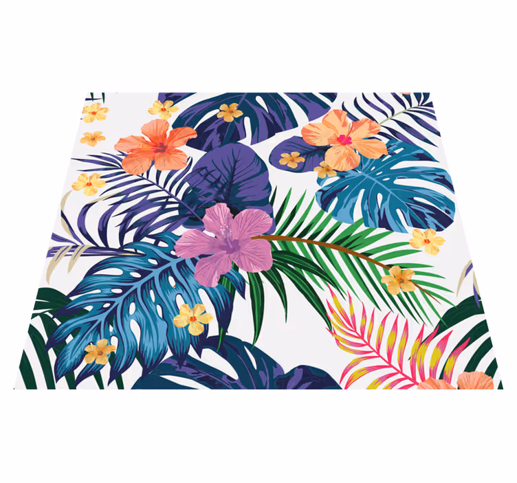 Tappeto vinile natura fiori colorati hawaiani - TenStickers