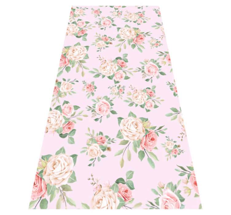 Tappeto vinile natura peonie rosa su sfondo grigio - TenStickers