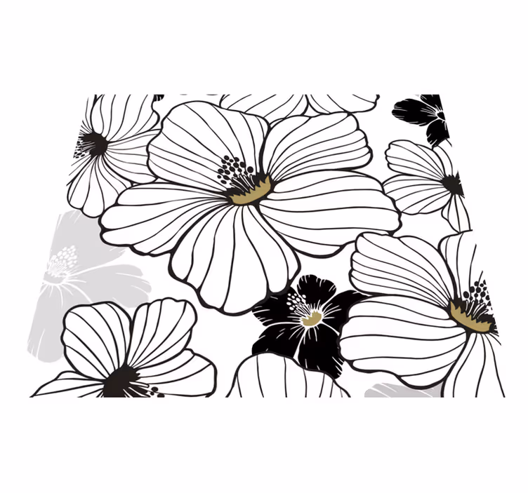 Tappeto vinile natura motivo fiore hibisco bianco - TenStickers