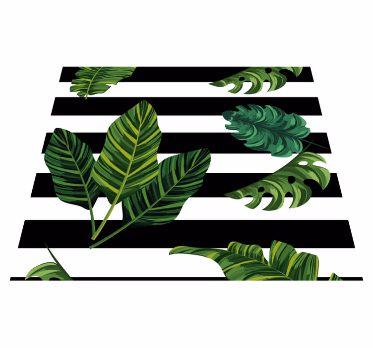 Tappeto vinile natura foglie tropicali e figure geometriche - TenStickers