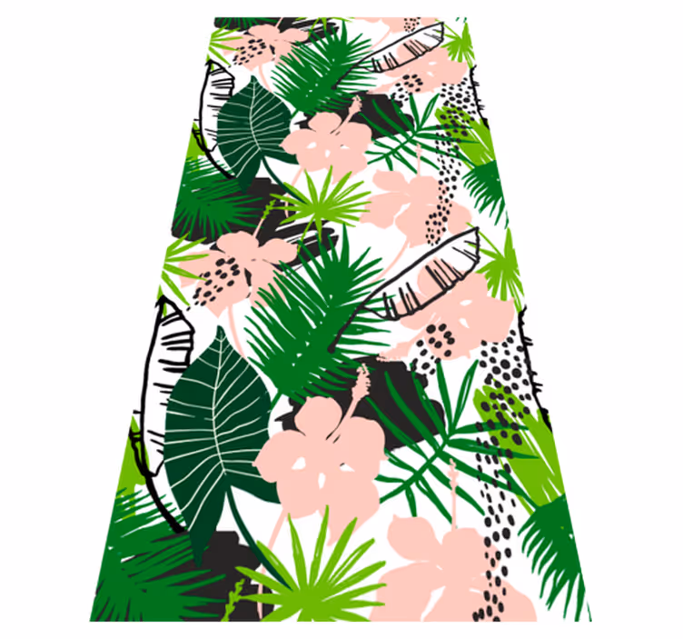 Tappeto vinile natura foglie di palma e fiori tropicali - TenStickers