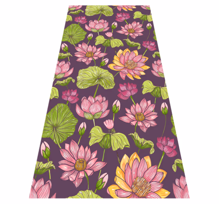 Tappeto vinile natura foglie e fiori di loto - TenStickers