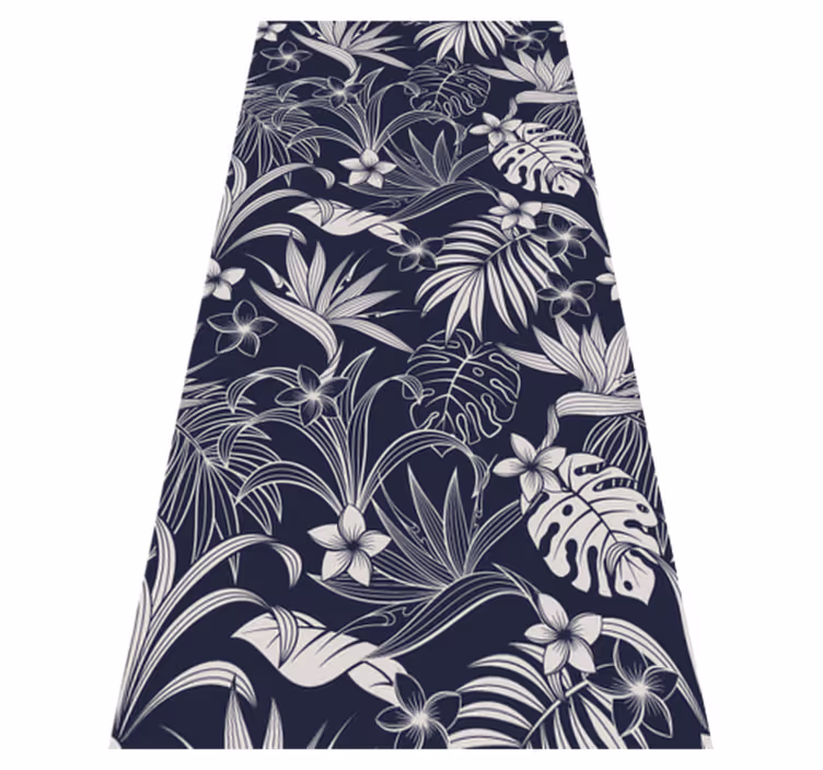 Tappeto vinile natura foglie e fiori tropicali scuri - TenStickers