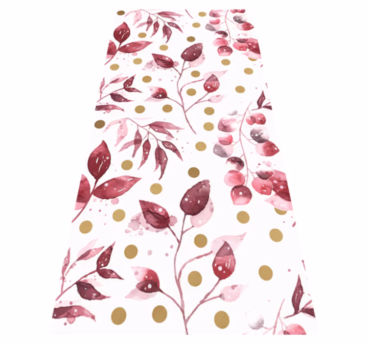 Tappeto vinile natura foglie bordeaux con puntini dorati - TenStickers