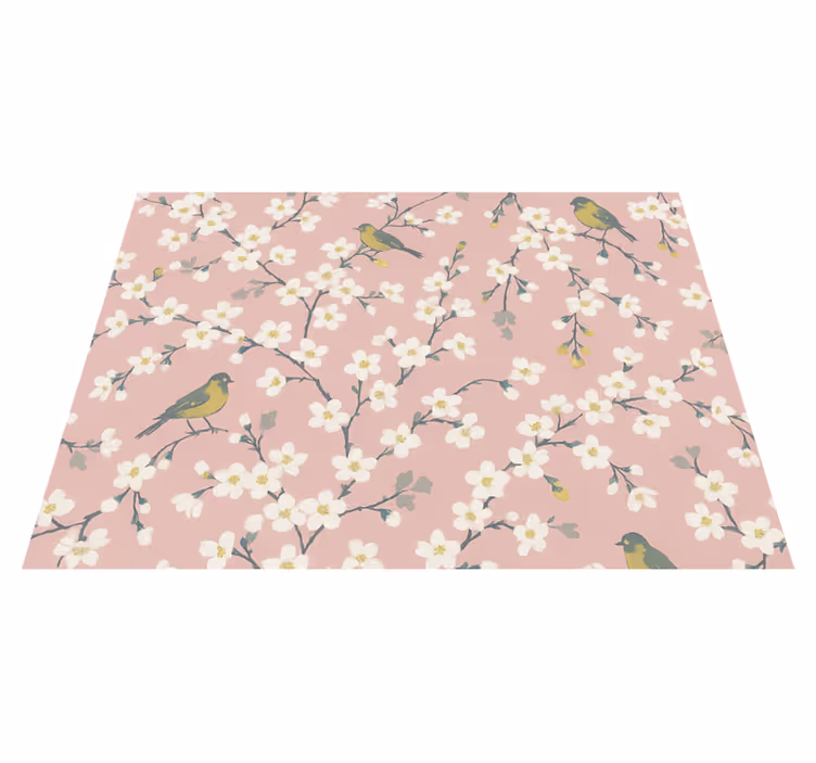 Tappeto vinile natura uccelli del giardino rosa - TenStickers