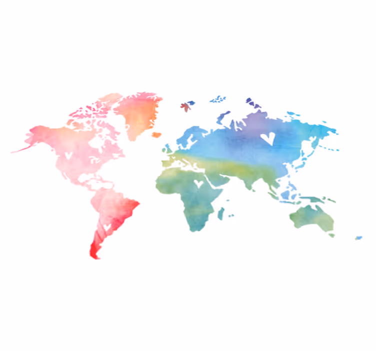 Tappeto vinile mappamondo effetto acquerello colorato - TenStickers
