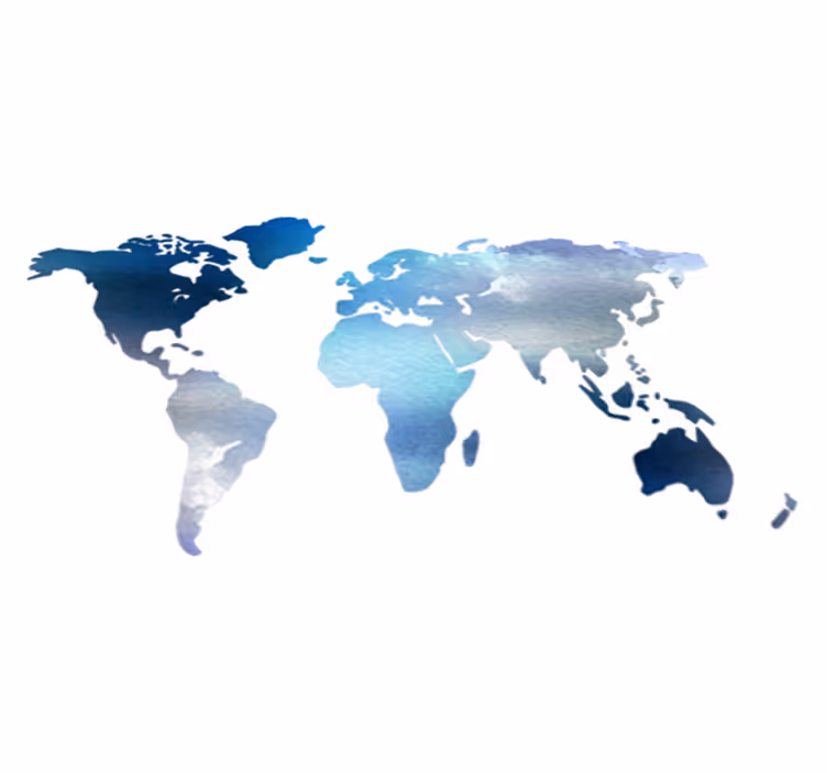 Tappeto vinile mappamondo acquerello blu - TenStickers