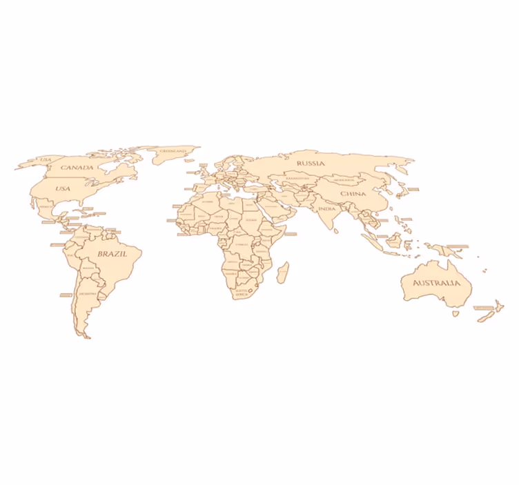 Tappeto vinile mappamondo con nomi dei paesi - TenStickers