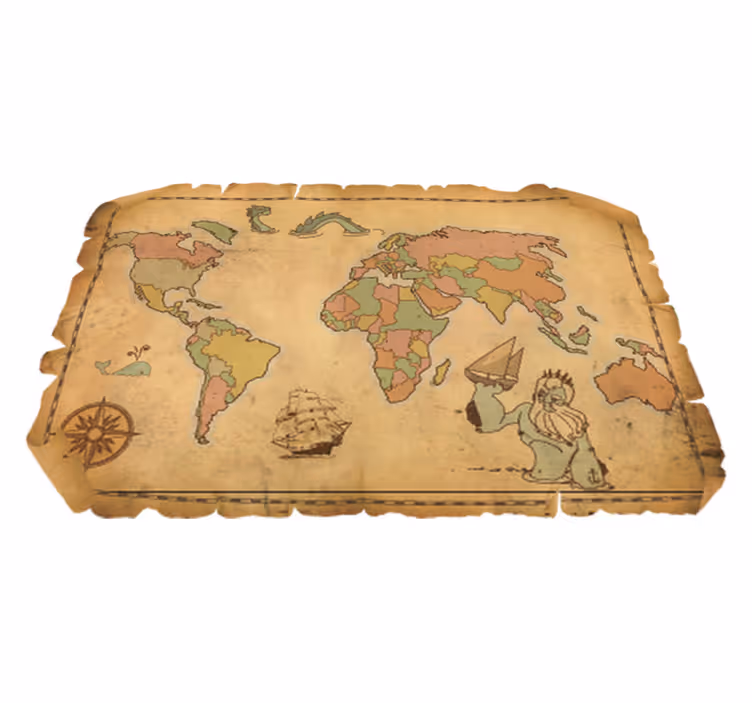Tappeto vinile mappamondo design vintage mappa mondo - TenStickers