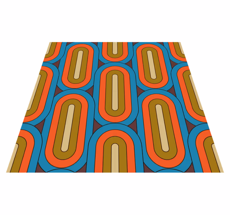 Tappeto vinile vintage blu arrotondato retro - TenStickers