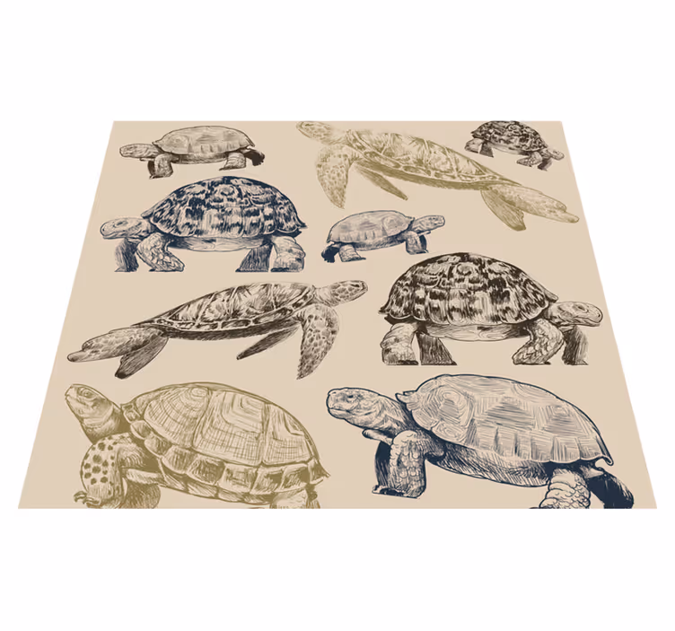 Tappeto vinile animali tartarughe sfondo beige - TenStickers