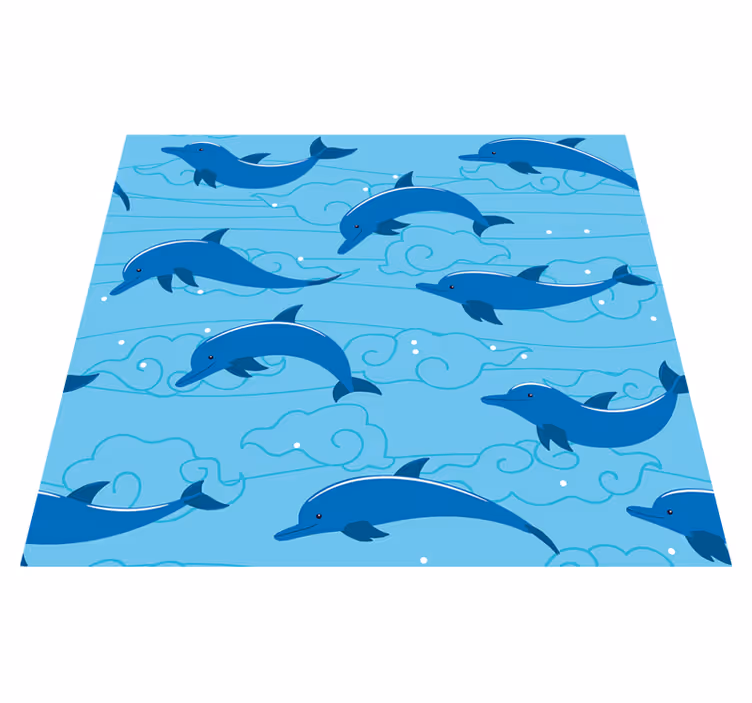 Tappeto vinile animali cielo con nuvole e delfini - TenStickers