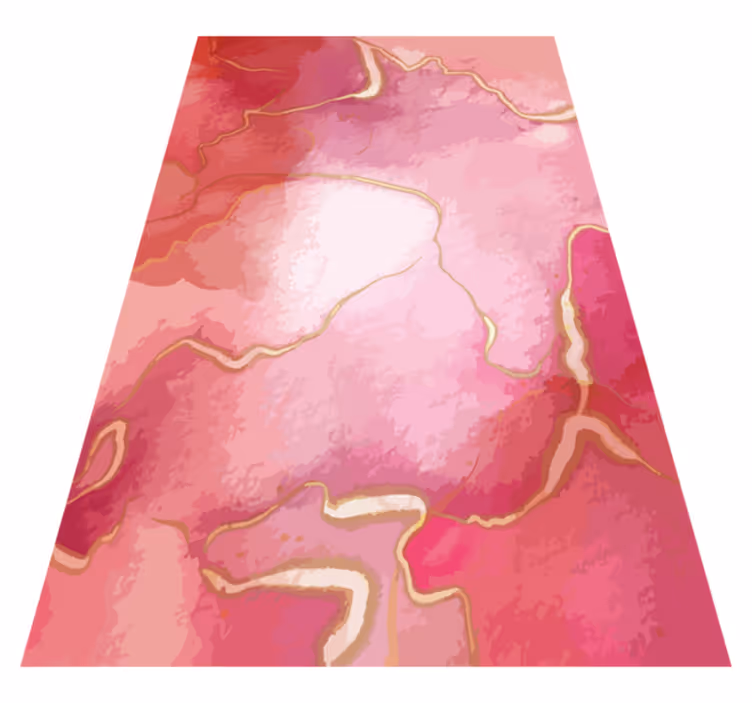 Tappeto vinile moderno effetto marmo rosa e oro - TenStickers