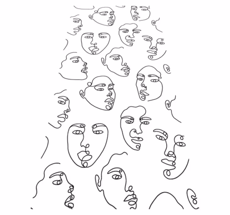 Tappeto vinile moderno motivo volti in line art - TenStickers