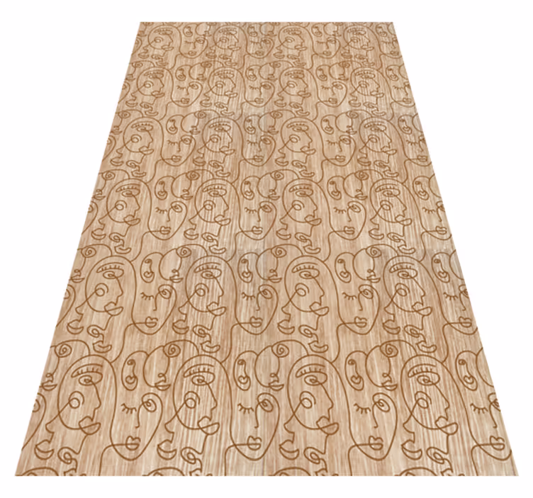 Tappeto vinile motivi donne disegnate astratte beige - TenStickers