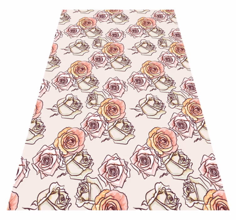 Tappeto vinile vintage motivo rose in stile inglese - TenStickers