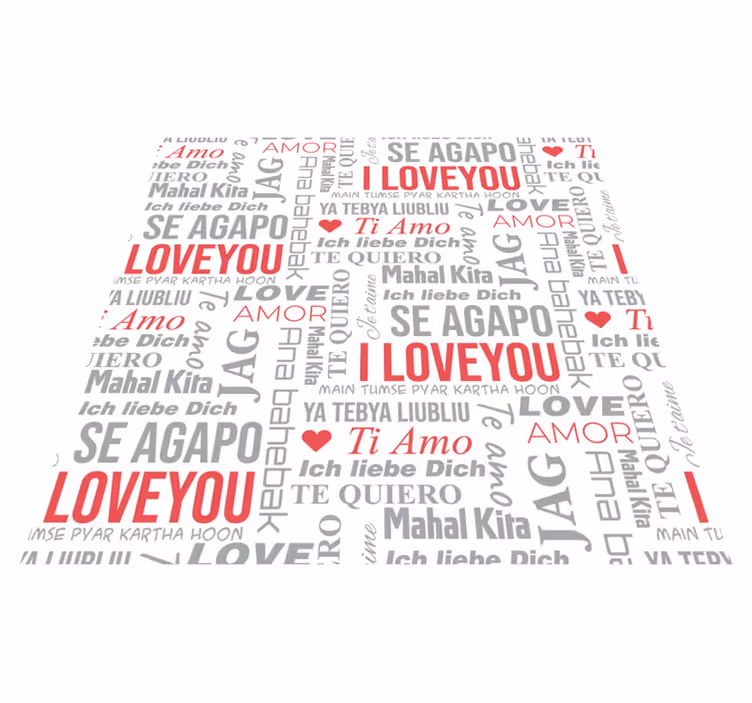 Tappeto vinile frase ti amo in diverse lingue - TenStickers