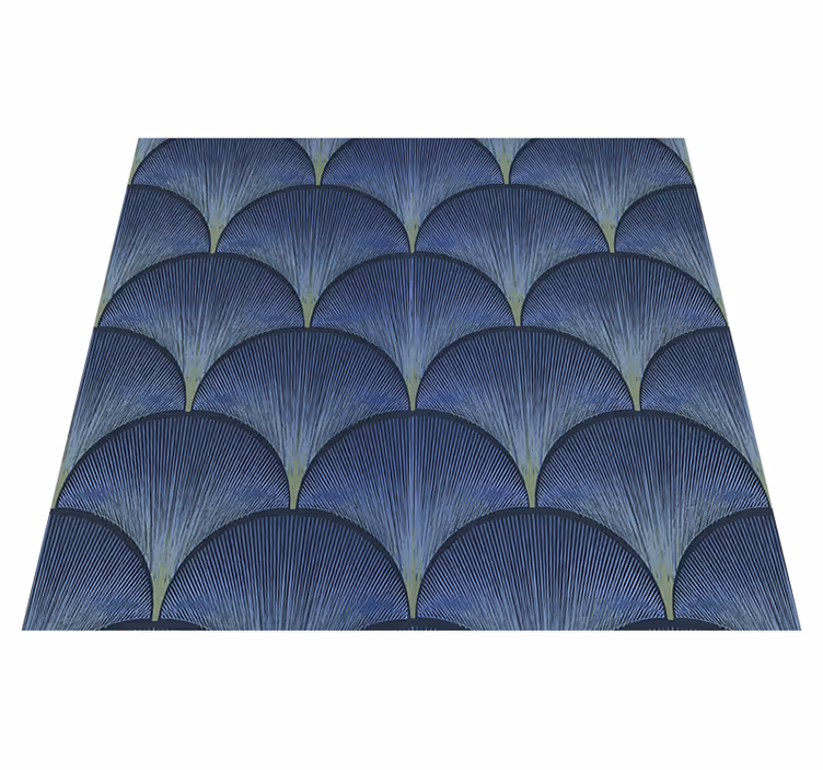 Tappeto vinile vintage ventagli blu art déco anni '20 - TenStickers