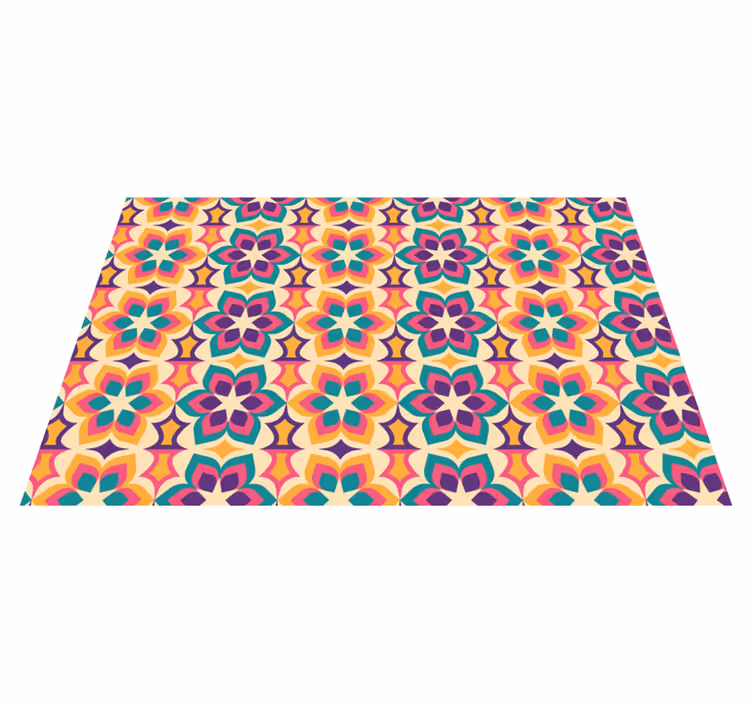 Tappeto vinile vintage fiori anni 70 - TenStickers