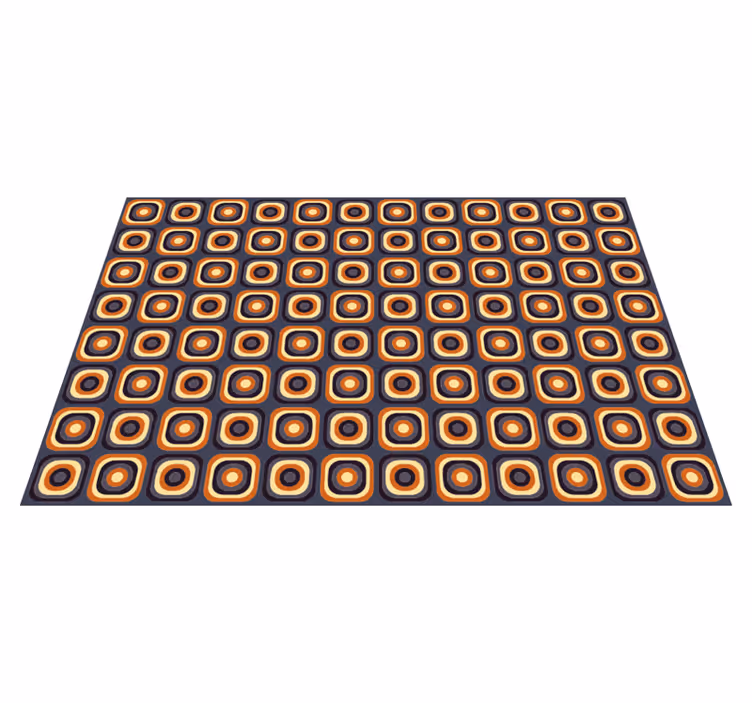 Tappeto vinile vintage quadrati circolari anni 70 - TenStickers