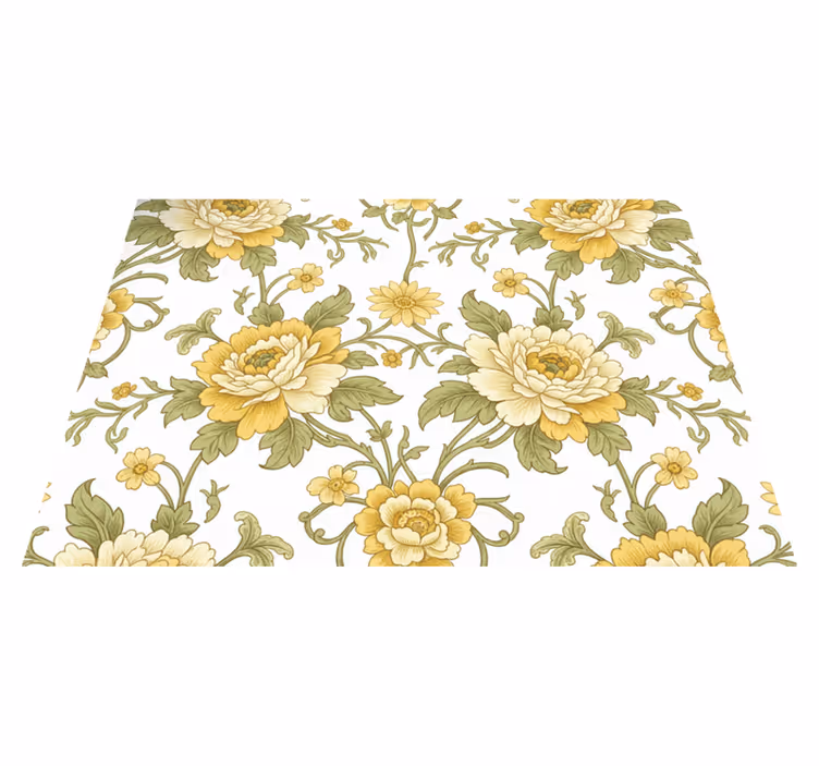 Tappeto vinile vintage design floreale giallo - TenStickers