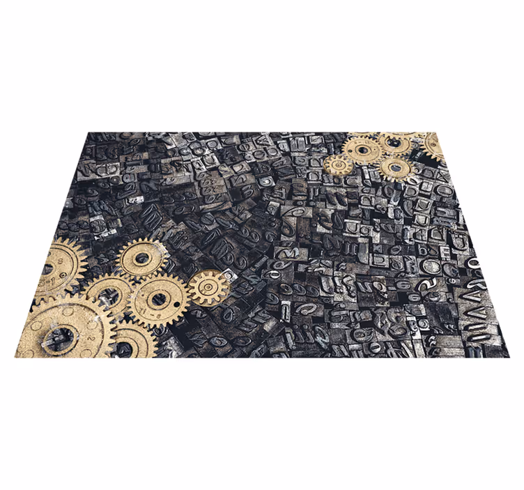 Tappeto vinile vintage ingranaggio metallico 3d rétro - TenStickers