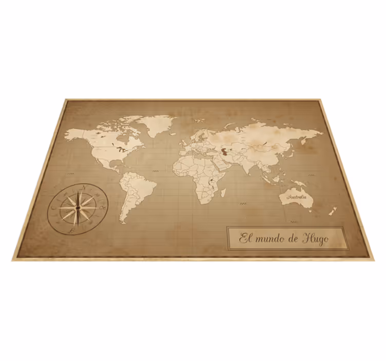 Tappeto vinile mappamondo mappa vintage personalizzata - TenStickers