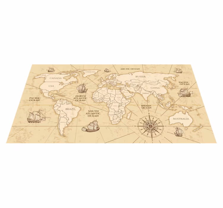 Tappeto vinile mappamondo murale sepia mappamondo - TenStickers