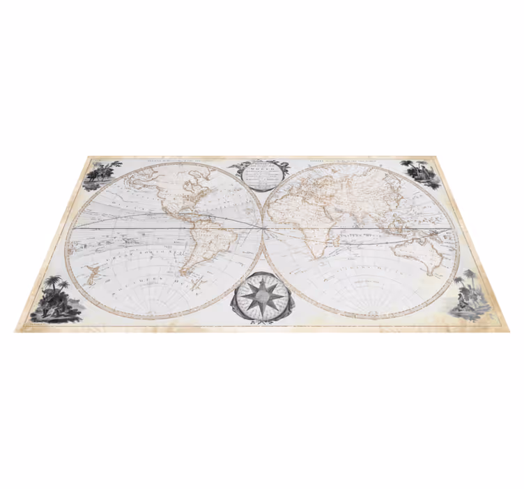Tappeto vinile mappamondo mappamondo acquerello vintage - TenStickers