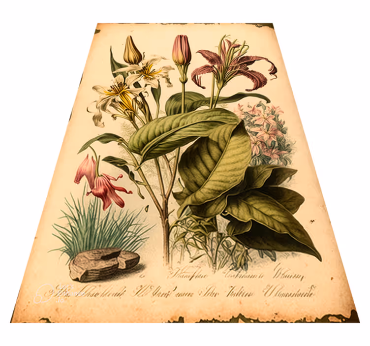 Tappeto vinile fiori stampa botanica vintage - TenStickers