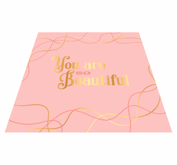 Tappeto vinile frase sei bella acquerello rosa - TenStickers