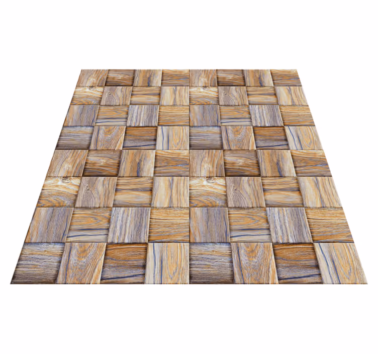 Tappeto vinile geometrico mosaico legno anni '80 - TenStickers