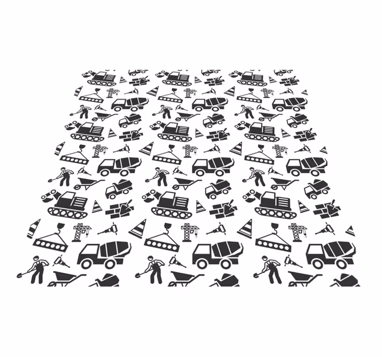 Tappeto vinile per bambini escavatori e camion monocolore - TenStickers