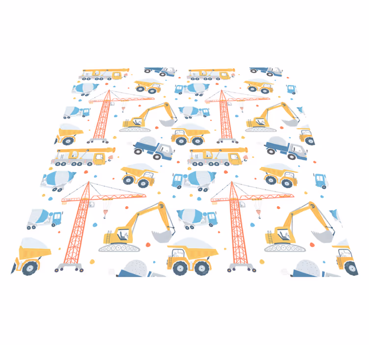 Tappeto vinile per bambini veicoli da costruzione pastello - TenStickers