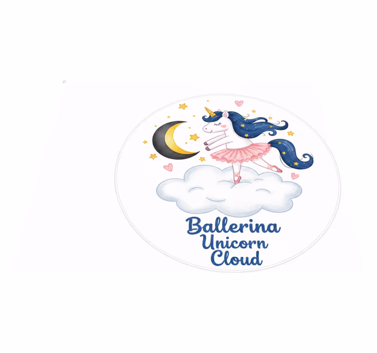 Tappeto vinile per bambini ballerina unicorno su nuvola - TenStickers
