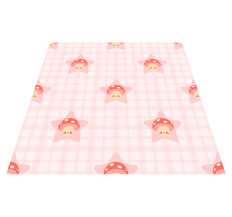 Tappeto vinile per bambini motivo funghi rosa carini - TenStickers
