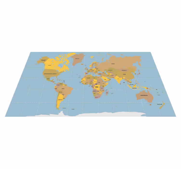 Tappeto vinile mappamondo blu e beige - TenStickers