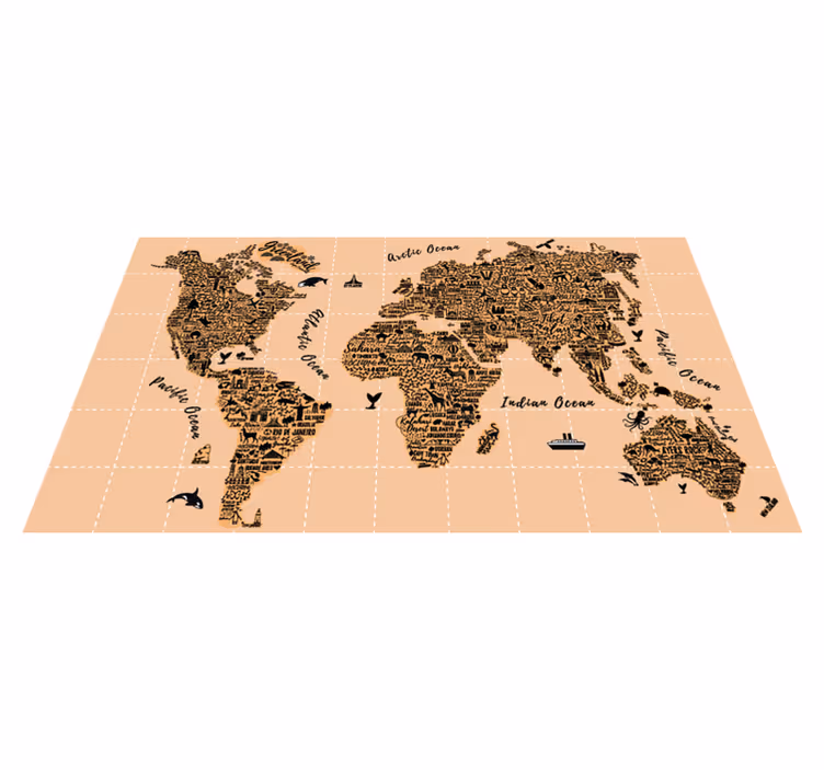 Tappeto vinile mappamondo città - TenStickers