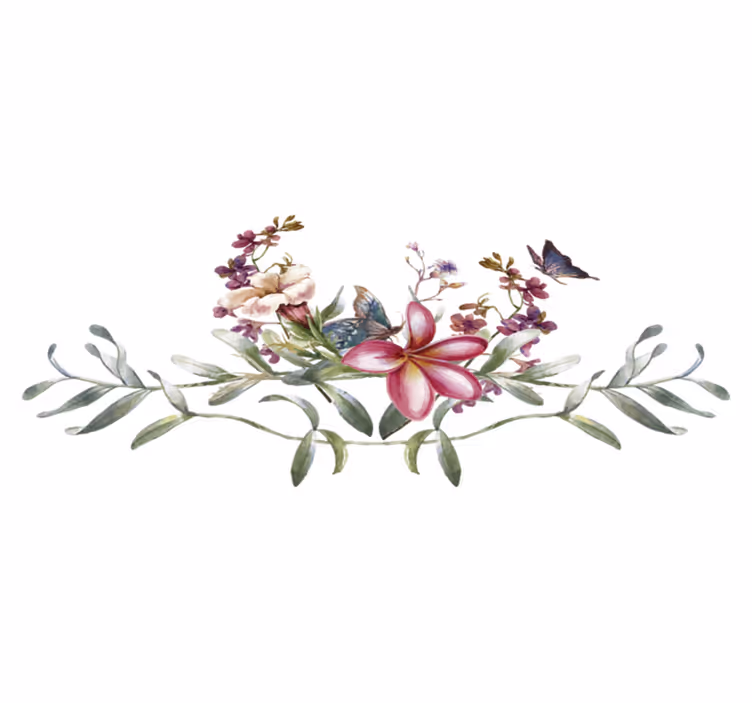 Zerbino pvc farfalle e fiori acquerello - TenStickers