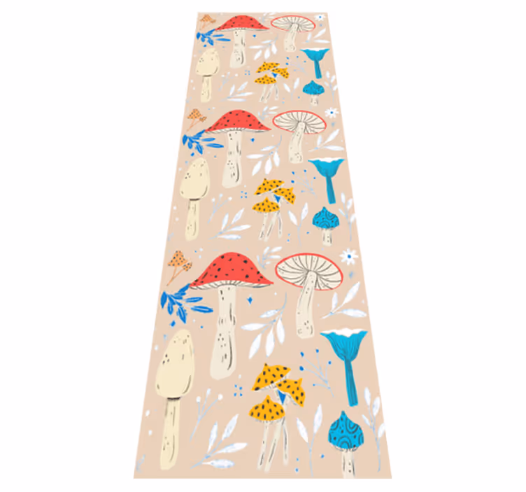 Tappeto in vinile soggiorno funghi classici sfondo beige - TenStickers