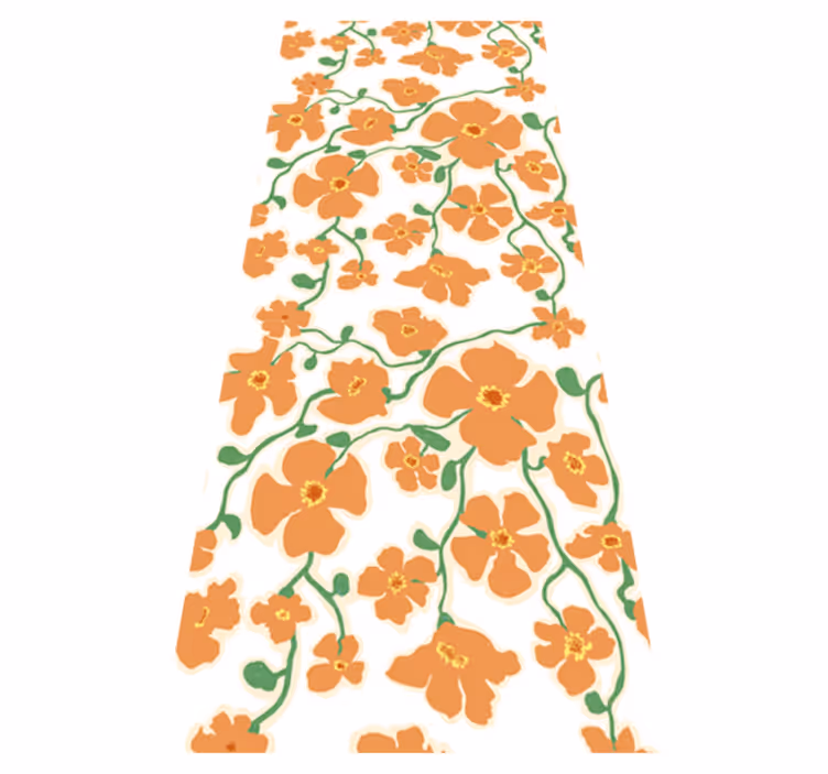 Tappeto in vinile soggiorno fiori margherita arancio verde - TenStickers