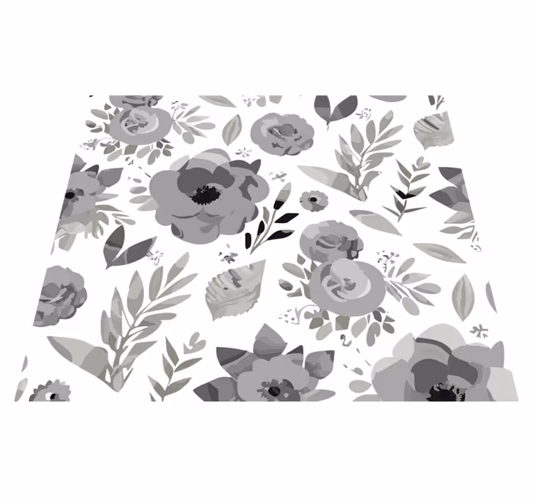 Tappeto vinile grigio fiori aquarella - TenStickers