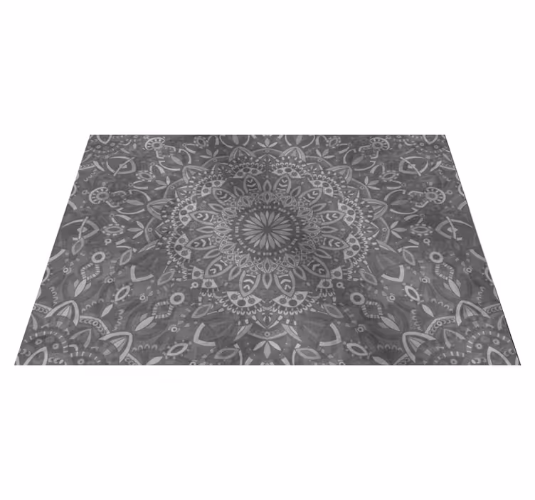 Tappeto vinile grigio con motivo mandala intricato - TenStickers