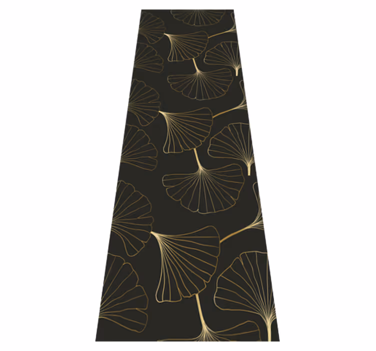 Passatoia corridoio vinile foglie di ginkgo charcoal oro - TenStickers