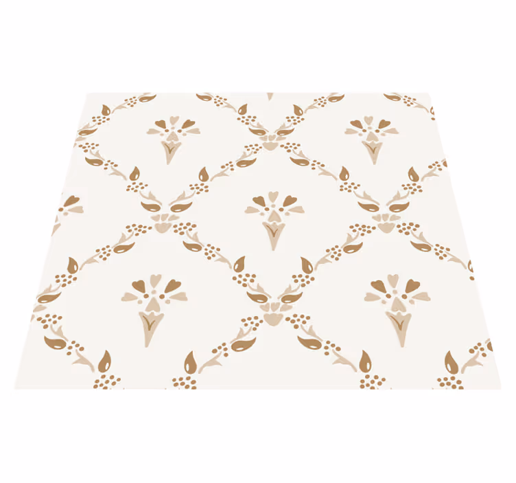 Tappeto vinile beige motivo floreale esagonale - TenStickers