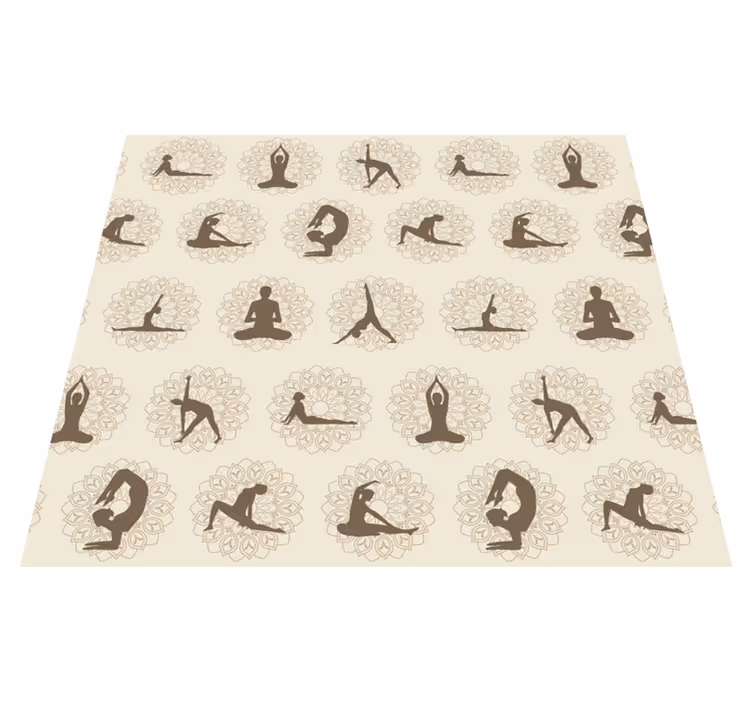 Tappeto vinile beige icone yoga marroni - TenStickers