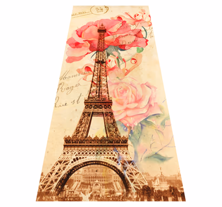 Tappeto vinile beige stile retro parigi - TenStickers