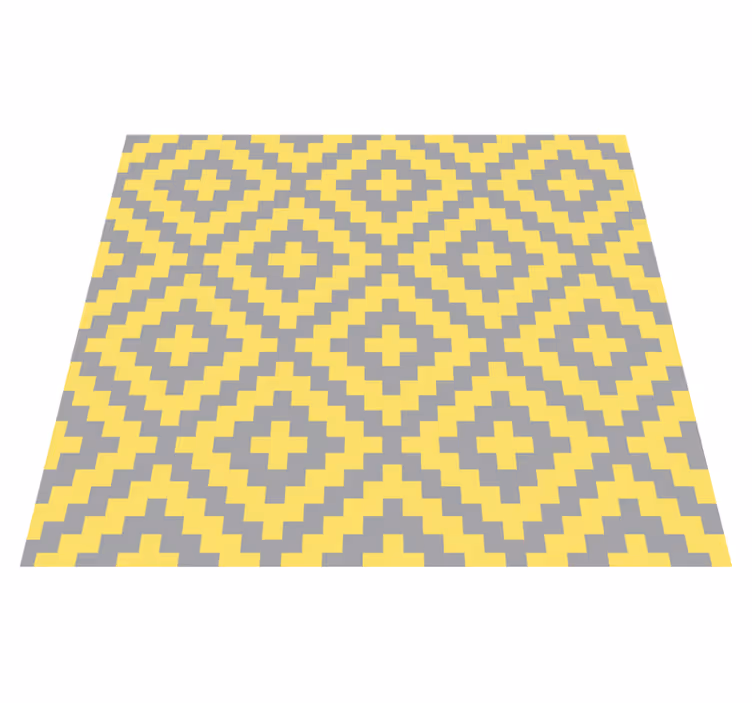 Tappeto vinile giallo motivo triangoli grigi e gialli - TenStickers